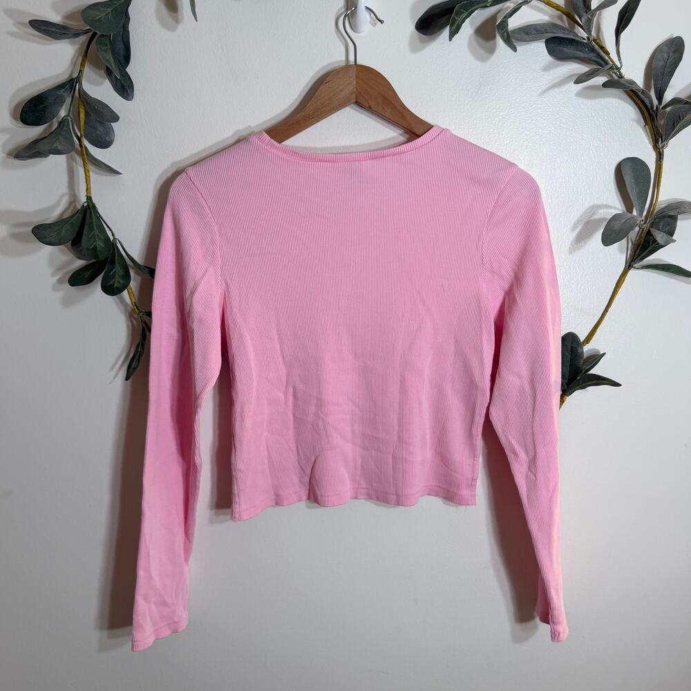 Universal Thread Pink Long Sleeve Ribbed Tee - Picture 4 of 4